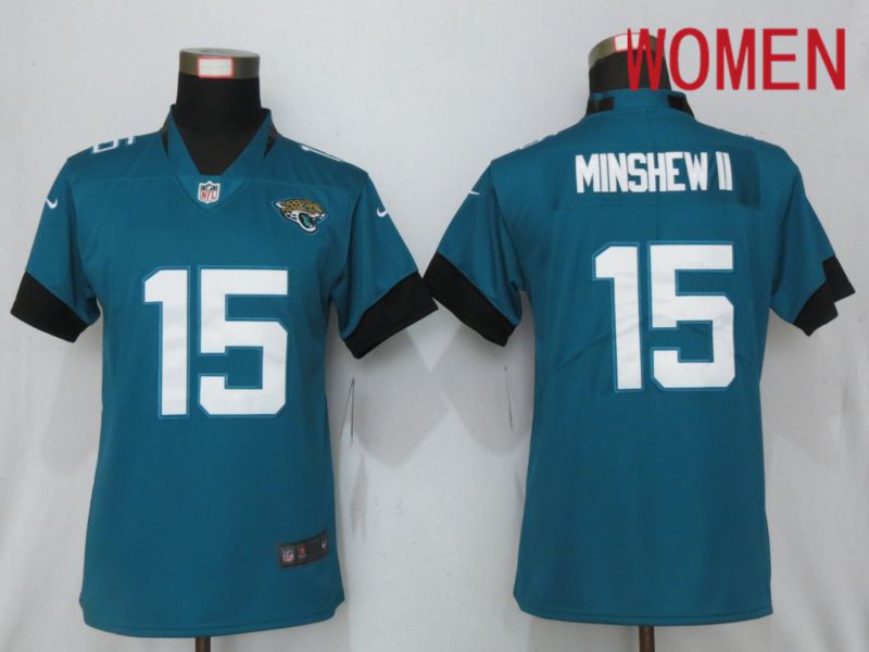 Women Jacksonville Jaguars #15 Minshew ll Green Nike Vapor Untouchable Limited Playe NFL Jerseys->women nfl jersey->Women Jersey